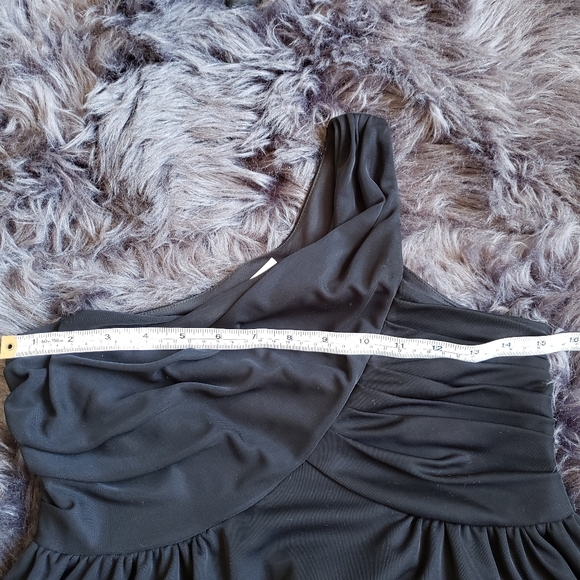 Cute Black Stretchy One Shoulder Prom Dress  Whimsigoth Sz S - Picture 4 of 6